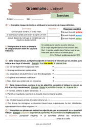 L’adjectif - Exercices avec les corrigés : 10ème Harmos - PDF à imprimer