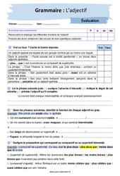 L’adjectif - Examen Evaluation avec la correction : 10ème Harmos - PDF à imprimer