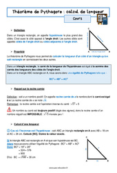 Calcul de longueur - Théorème de Pythagore - Séquence complète : 11ème Harmos - PDF à imprimer