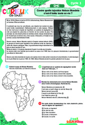 Nelson Mandela - Curieux de tout - Journée contre le racisme - 21 Mars : 6ème, 7ème, 8ème Harmos - PDF à imprimer