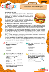 D’où vient le fameux hamburger ? - Curieux de tout : 9eme, 10ème, 11ème Harmos - PDF à imprimer