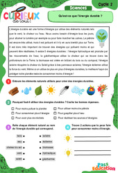 Qu’est - ce que l’énergie durable ? - Curieux de tout : 4ème, 5ème Harmos - PDF à imprimer