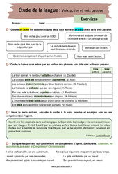 Voix active et voix passive - Exercices avec les corrigés : 10ème Harmos - PDF à imprimer