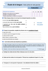 Voix active et voix passive - Examen Evaluation avec la correction : 10ème Harmos - PDF à imprimer