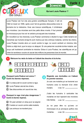 Qui est Louis Pasteur ? - Curieux de tout : 4ème, 5ème Harmos - PDF à imprimer