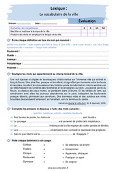 Le vocabulaire relatif à la ville - Examen Evaluation avec la correction : 10ème Harmos - PDF à imprimer