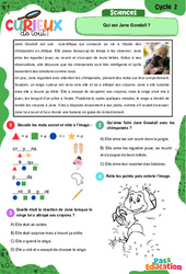 Qui est Jane Goodall ? - Curieux de tout : 4ème, 5ème Harmos - PDF à imprimer