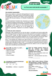 La Terre sera - t - elle bientôt surpeuplée ? - Curieux de tout : 9eme, 10ème, 11ème Harmos - PDF à imprimer