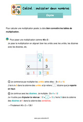 Multiplier deux nombres - Cours, Leçon : 4ème Harmos - PDF gratuit à imprimer