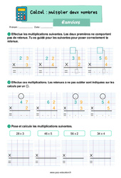 Multiplier deux nombres - Exercices : 4ème Harmos - PDF à imprimer