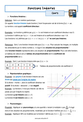 Fonctions linéaires - Séquence complète : 11ème Harmos - PDF à imprimer