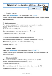 Déterminer une fonction affine et linéaire - Séquence complète : 11ème Harmos - PDF à imprimer