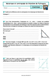 Réciproque et contraposée du théorème de Pythagore - Exercices avec les corrigés : 11ème Harmos - PDF à imprimer