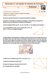 Réciproque et contraposée du théorème de Pythagore - Examen Evaluation avec la correction : 11ème Harmos - PDF à imprimer