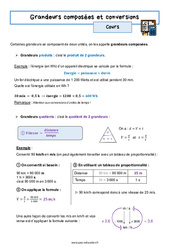 Grandeurs composées et conversions - Séquence complète : 11ème Harmos - PDF à imprimer