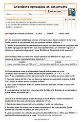 Grandeurs composées et conversions - Examen Evaluation avec la correction : 11ème Harmos - PDF à imprimer