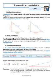 Trigonométrie - Fiches vocabulaire - Séquence complète : 11ème Harmos - PDF à imprimer