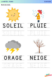 Météo - Ecriture : 1ère Harmos - PDF à imprimer