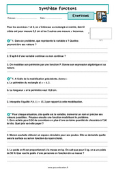 Synthèse fonctions - Exercices avec les corrigés : 11ème Harmos - PDF à imprimer