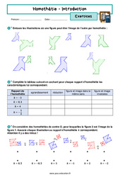 Homothétie (Introduction) - Exercices avec les corrigés : 11ème Harmos - PDF à imprimer