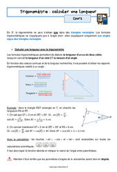 Calculer une longueur - Séquence complète sur la trigonométrie : 11ème Harmos - PDF à imprimer