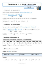 Puissance de 10 et écriture scientifique - Séquence complète : 11ème Harmos - PDF à imprimer