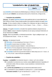 Vocabulaire des probabilités - Séquence complète : 11ème Harmos - PDF à imprimer