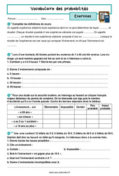 Vocabulaire des probabilités - Exercices avec les corrigés : 11ème Harmos - PDF à imprimer