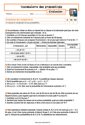 Vocabulaire des probabilités - Examen Evaluation avec la correction : 11ème Harmos - PDF à imprimer