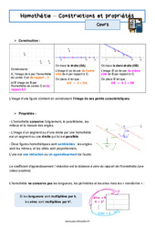 Constructions et propriétés - Cours sur l'homothétie : 11ème Harmos - PDF à imprimer