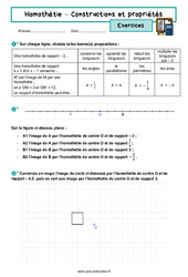 Constructions et propriétés - Exercices avec les corrigés sur l'homothétie : 11ème Harmos - PDF à imprimer