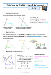 Calcul de longueur - Séquence complète sur le théorème de Thalès : 11ème Harmos - PDF à imprimer