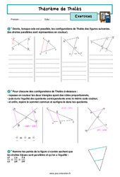 Calcul de longueur - Exercices avec les corrigés sur le théorème de Thalès : 11ème Harmos - PDF à imprimer