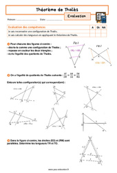 Calcul de longueur - Examen Evaluation avec la correction sur le théorème de Thalès : 11ème Harmos - PDF à imprimer