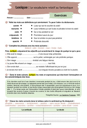 Le vocabulaire relatif au fantastique - Exercices avec les corrigés : 10ème Harmos - PDF à imprimer