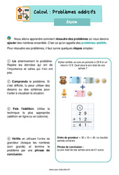 Problèmes additifs - Cours, Leçon : 4ème Harmos - PDF gratuit à imprimer