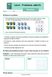 Problèmes additifs - Exercices : 4ème Harmos - PDF à imprimer