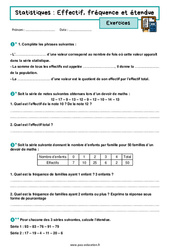 Effectifs, fréquence et étendue - Exercices avec les corrigés sur les statistiques : 11ème Harmos - PDF à imprimer
