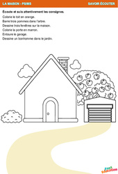 La maison - Dessin - Savoir écouter en maternelle - PDF à imprimer