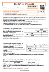 Calculer une probabilité - Examen Evaluation avec la correction : 11ème Harmos - PDF à imprimer