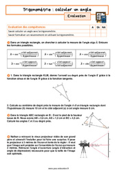 Calculer un angle - Examen Evaluation avec la correction sur la trigonométrie : 11ème Harmos - PDF à imprimer