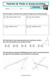 Réciproque de Thalès et parallèles - Exercices avec les corrigés : 11ème Harmos - PDF à imprimer