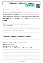 Moyenne et médiane - Exercices avec les corrigés sur les statistiques : 11ème Harmos - PDF à imprimer