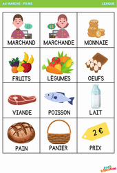 Au marché - Vocabulaire : 1ère Harmos - PDF à imprimer