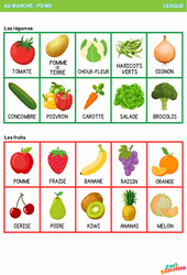 Les légumes et les fruits - Vocabulaire : 1ère Harmos - PDF à imprimer