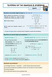 Équations & problèmes (Synthèse) - Séquence complète : 11ème Harmos - PDF à imprimer