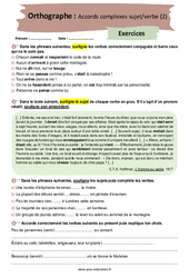 Accords complexes sujet/verbe (2) - Exercices avec les corrigés : 10ème Harmos - PDF à imprimer