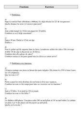 Fractions - Problèmes - Exercices - 1 : 7ème Harmos - PDF à imprimer