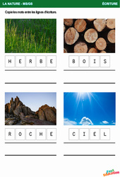 La nature - Ecriture : 1ère, 2ème Harmos - PDF à imprimer