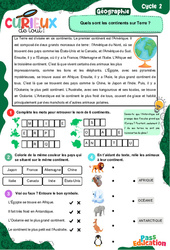 Quels sont les continents sur Terre ? - Curieux de tout : 4ème, 5ème Harmos - PDF à imprimer